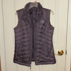 The North Face purple reversible zip up vest